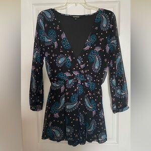 Express Black Dress with Blue Accents